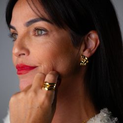Pendientes plata de ley chapados en oro Modelo marea - Imagen 3